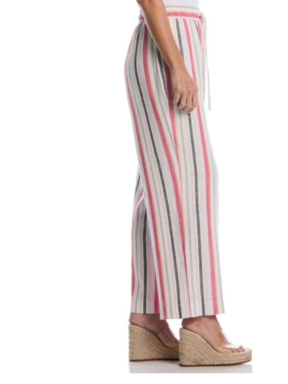Rafaella Women's Drawcord Waistband Wide Leg Linen Blend Pant Size L - Picture 2 of 7